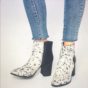 Asos Glamorous Pony Print Leather Ankle Boots